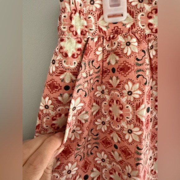 LOFT Womens Peach Floral Skirt SZ MD Pockets Linen Blend Elastic Waist Mini - Picture 2 of 7
